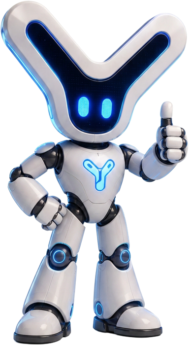 Ypsi, mascote 3D da ipsilon Company Softwares, fazendo sinal de joia